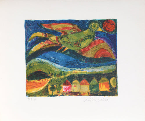 Bird Flying Over Town Lithograph | Judith Bledsoe,{{product.type}}