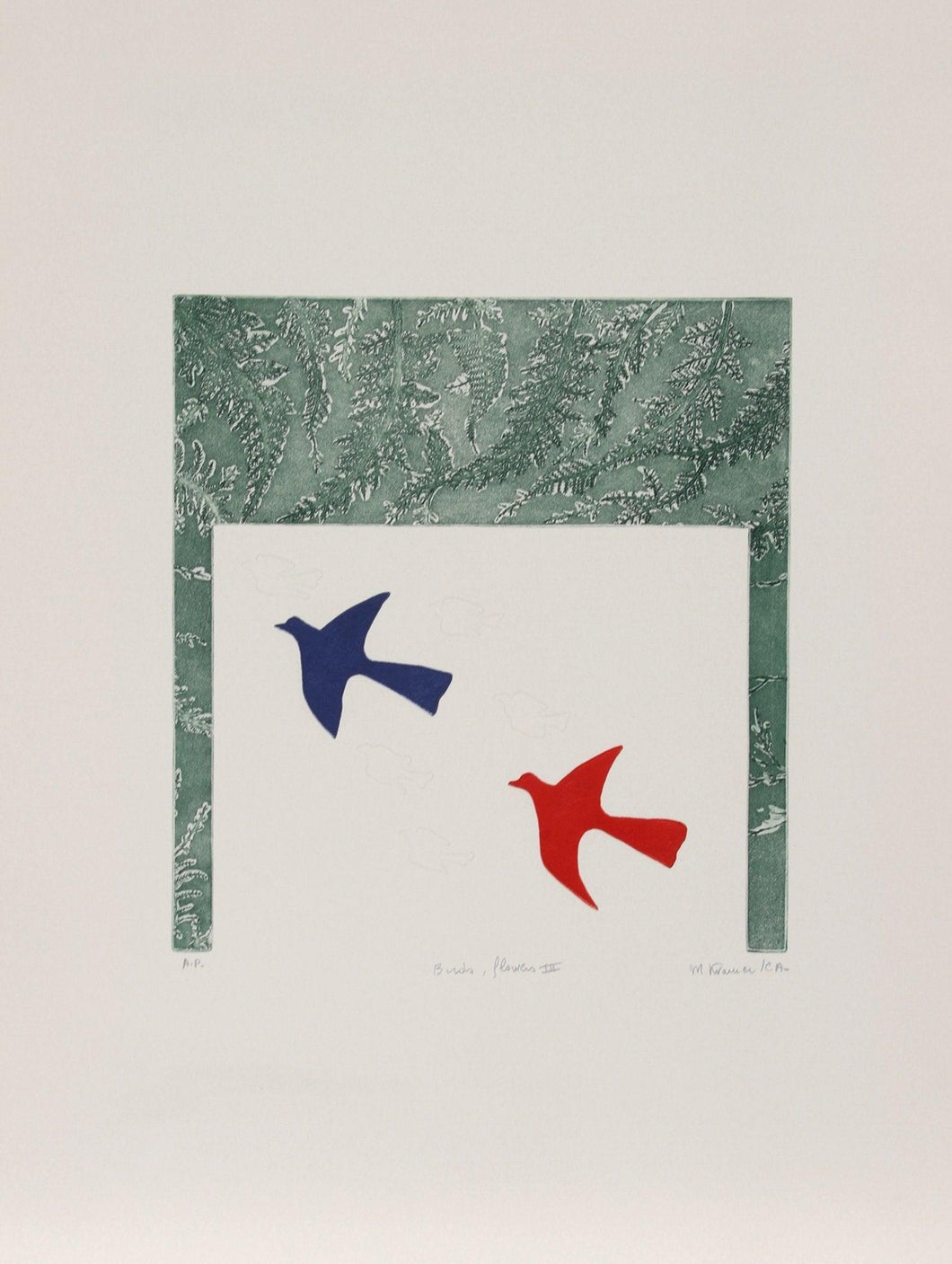 Birds, Flowers III Etching | Mireille Kramer,{{product.type}}