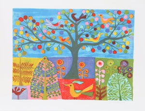 Birds in Tree Lithograph | Judith Bledsoe,{{product.type}}