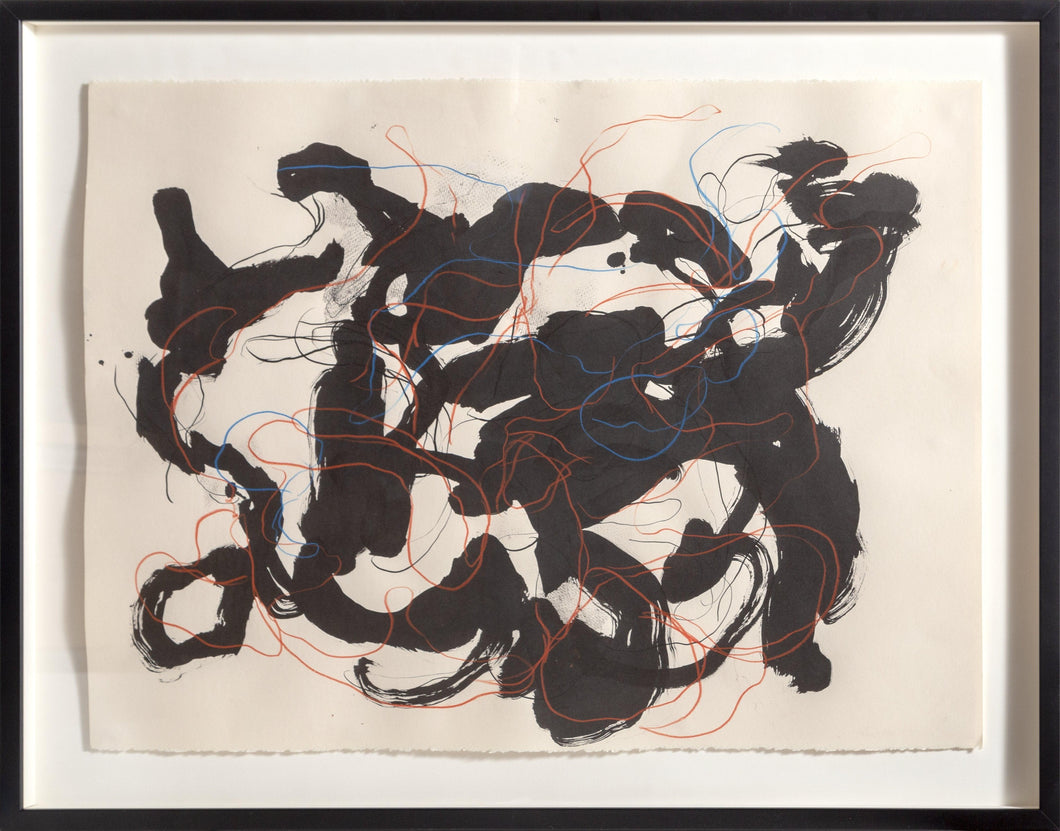 Black Abstract with Red and Blue Ink | Karl Klingbiel,{{product.type}}