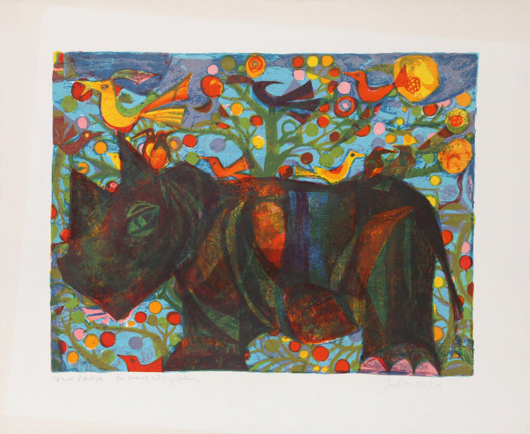 Black Rhino Lithograph | Judith Bledsoe,{{product.type}}