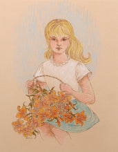 Blonde Girl with Tiger Lilies Pencil | Gloria Trachtenberg,{{product.type}}