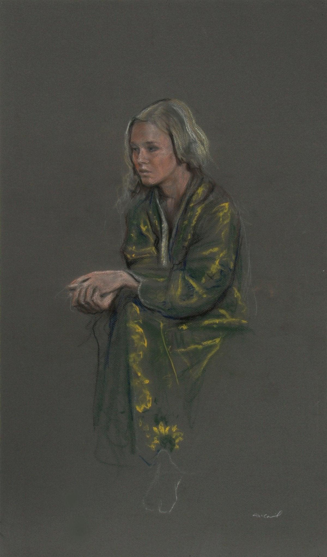 Blonde in Yellow Robe Pastel | Harry McCormick,{{product.type}}