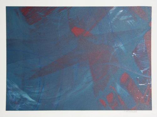 Blue and Red Abstract III Mixed Media | Larry Middlestadt,{{product.type}}