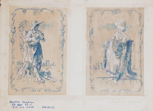 Blue and White Classic Portraits (411) Watercolor | Marshall Goodman,{{product.type}}