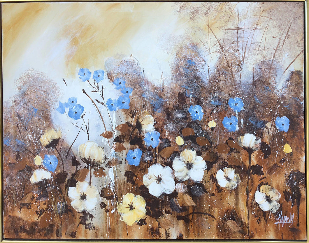 Blue and White Wildflowers Oil | Lee Reynolds,{{product.type}}