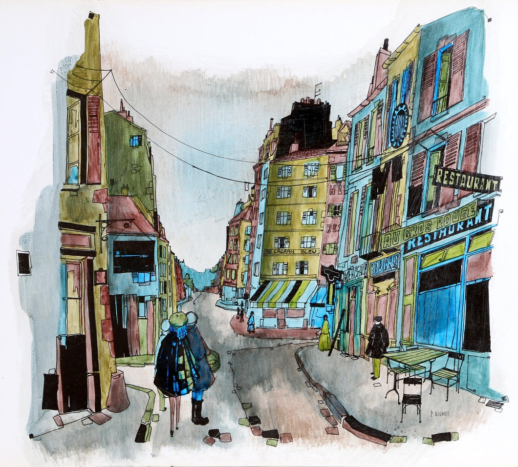 Blue Cityscape Gouache | Vignot,{{product.type}}