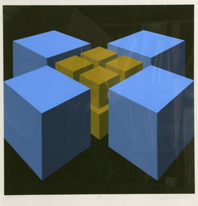 Blue Cubes Screenprint | Marko Spalatin,{{product.type}}