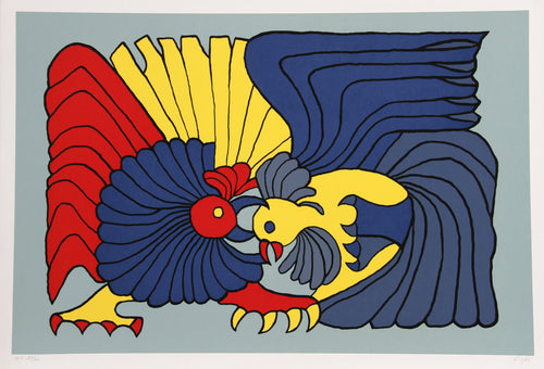 Blue Fighting Cocks Screenprint | Victor Delfin,{{product.type}}