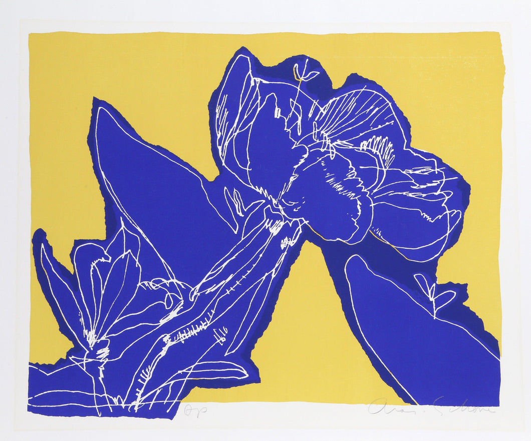 Blue Flowers Screenprint | Aaron Schone,{{product.type}}
