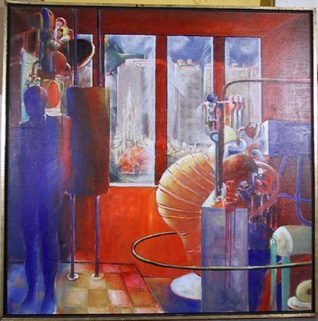 Blue Man and Machine Acrylic | Benjamin Silva,{{product.type}}