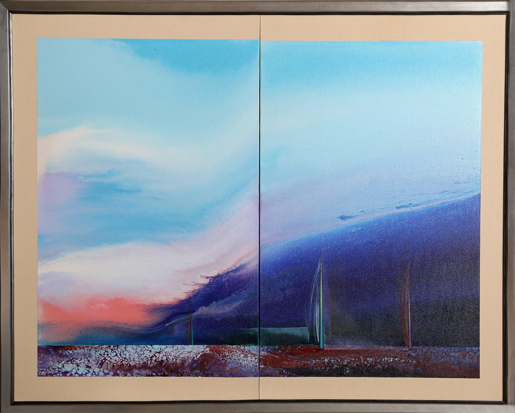 Blue Sailing Diptych Oil | Ted Lownik,{{product.type}}
