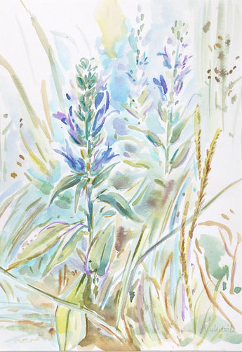 Blue Wildflower Watercolor | Charles Blaze Vukovich,{{product.type}}