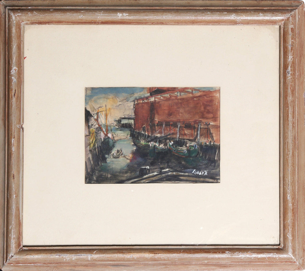 Boat at Dock Watercolor | Jean Louis Liberte,{{product.type}}