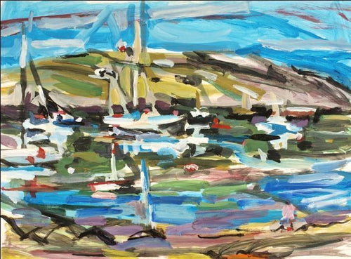 Boats and Manana Island from the Shore Acrylic | Alfred Sandford,{{product.type}}