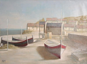 Boats and Shore Town Oil | Vilany,{{product.type}}