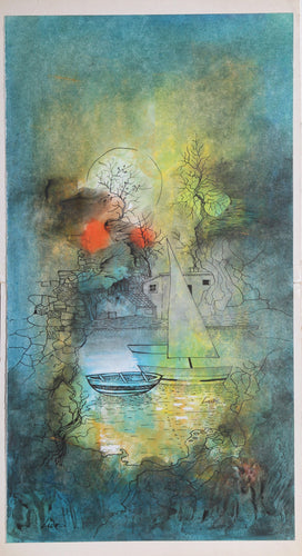 Boats at Shore Watercolor | Luz,{{product.type}}
