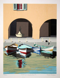 Boats at Ville V Lithograph | Andras Kaldor,{{product.type}}