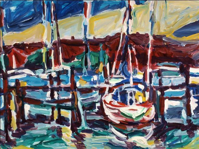 Boats in the Harbor No. 2 Acrylic | Alfred Sandford,{{product.type}}
