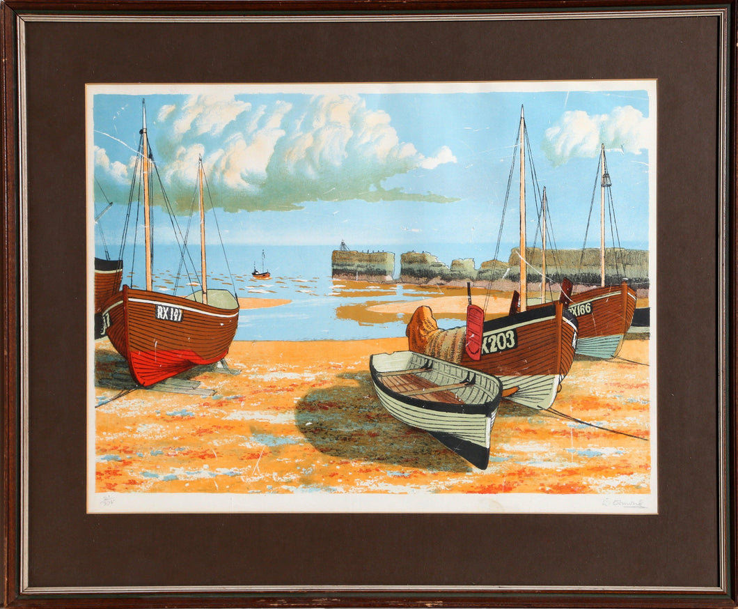 Boats on Shore Lithograph | Unknown Artist,{{product.type}}