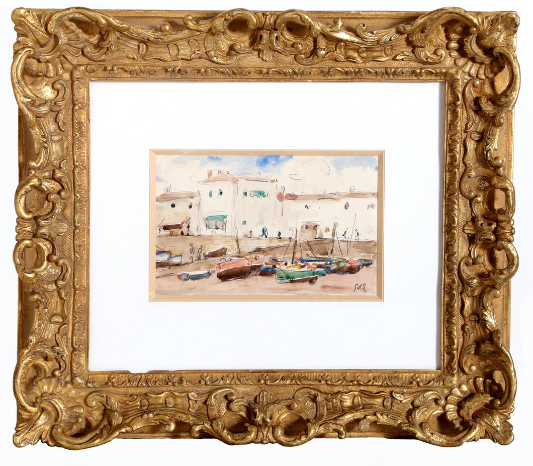 Boats on the Shore Watercolor | Georges d'Espagnat,{{product.type}}