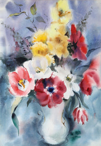 Bouquet of Flowers (P4.7) Watercolor | Eve Nethercott,{{product.type}}