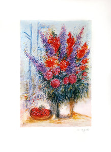 Bouquet with Bowl of Cherries Poster | Marc Chagall,{{product.type}}