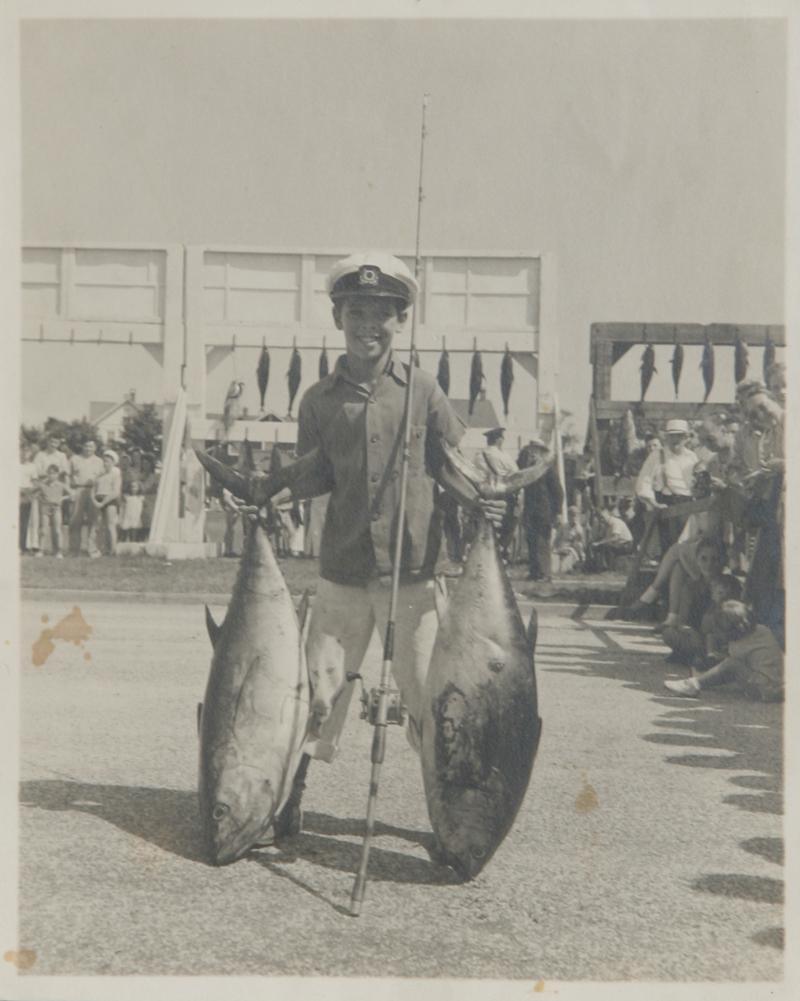 Boy with Big Fish Black and White | F.W. Tupper,{{product.type}}