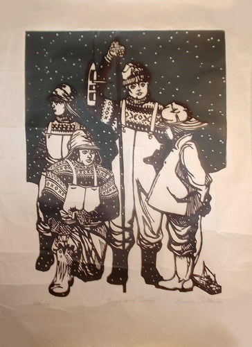 Boys and Boats Woodcut | Bruce Carter,{{product.type}}