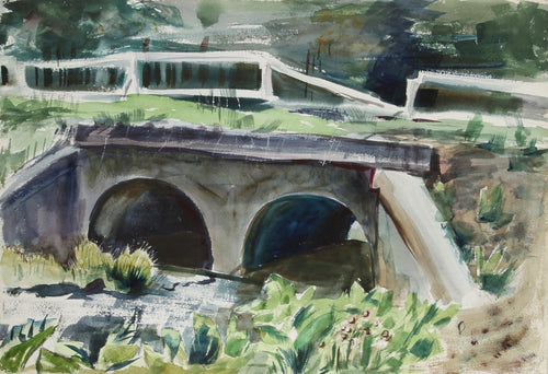 Bridge in Central Park and Manhattan View from Brooklyn (70) Watercolor | Eve Nethercott,{{product.type}}