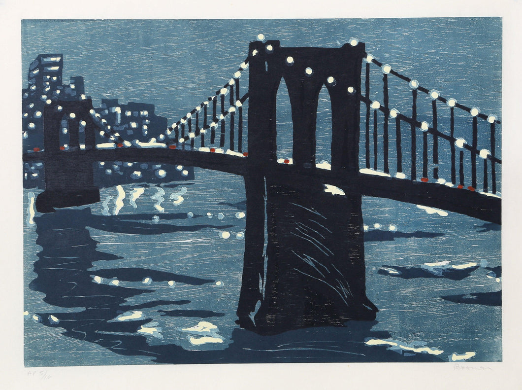 Bridges IV (Brooklyn Bridge) Woodcut | Richard Bosman,{{product.type}}