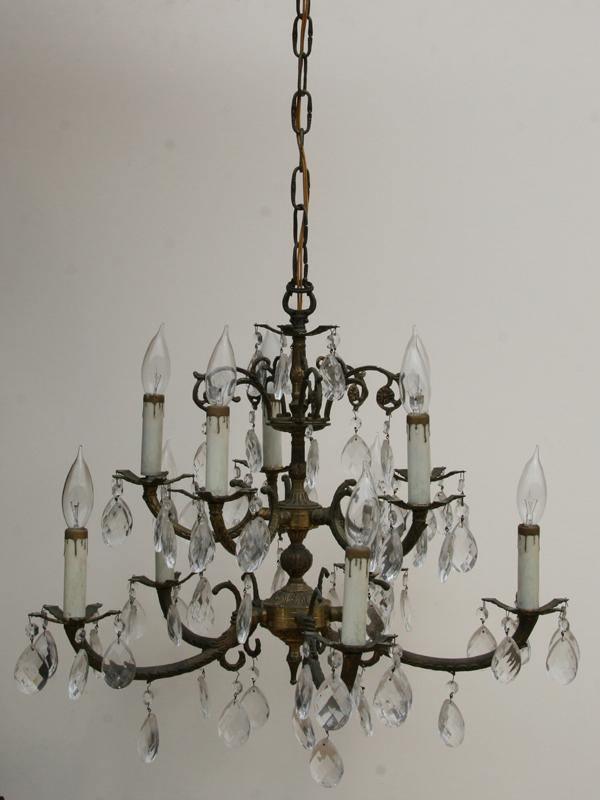 Bronze and Crystal Chandelier Lighting | Antiques,{{product.type}}