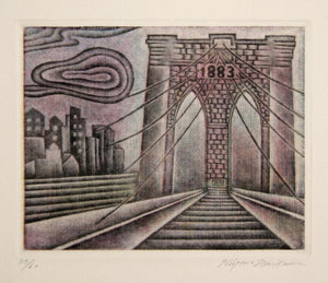 Brooklyn Bridge 1882 Etching | Shigeru Narikawa,{{product.type}}