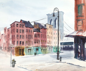 Brooklyn Bridge (P5.68) Watercolor | Eve Nethercott,{{product.type}}