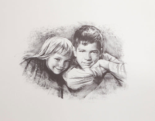 Brother and Sister II Lithograph | Sandu Liberman,{{product.type}}