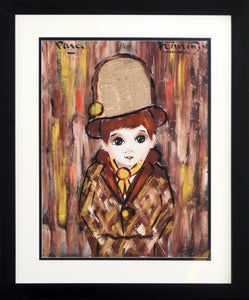 Brunette Boy in Hat Gouache | Francois Paris,{{product.type}}