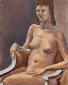 Brunette Nude in Chair Oil | Unknown Artist,{{product.type}}