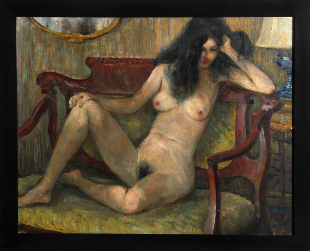 Brunette Nude on Settee Oil | Marshall Goodman,{{product.type}}