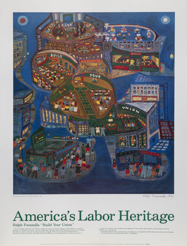 Build Your Union for America's Labor Heritage Poster | Ralph Fasanella,{{product.type}}