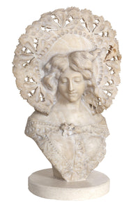 Bust of a Woman in a Ruffled Bonnet Ceramic | Adolfo Cipriani,{{product.type}}