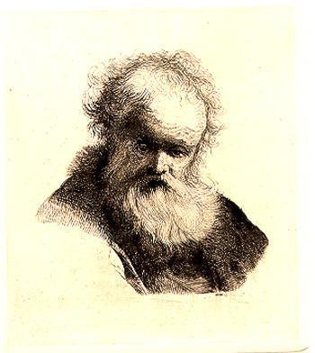 Bust of an Old Man with Flowing Beard and White Sleeve Etching | Rembrandt,{{product.type}}