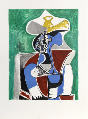 Buste au Chapeau Jaune et Gris Lithograph | Pablo Picasso,{{product.type}}