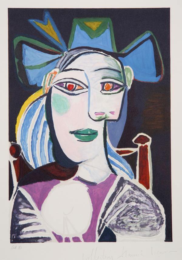 Buste de Femme au Chapeau Bleu Lithograph | Pablo Picasso,{{product.type}}