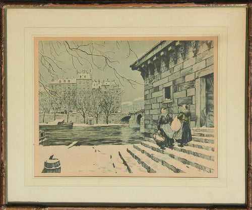 By the Seine in Winter Etching | Tavik František Šimon,{{product.type}}