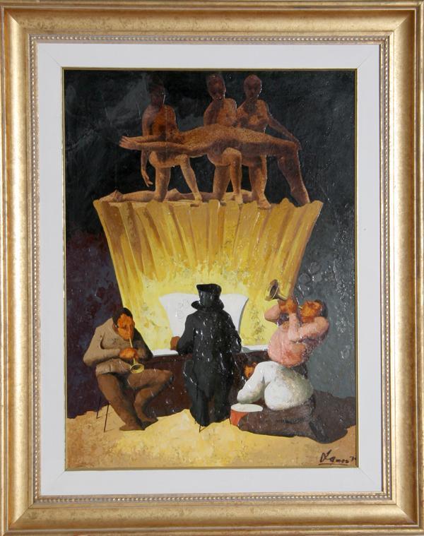 Cabaret Band with Organ Player Oil | Unknown Artist,{{product.type}}