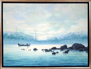Canoe on Blue Lake Oil | Jorge Braun Andres Tarallo,{{product.type}}