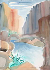 Canyon Landscape Watercolor | Harold Wallerstein,{{product.type}}