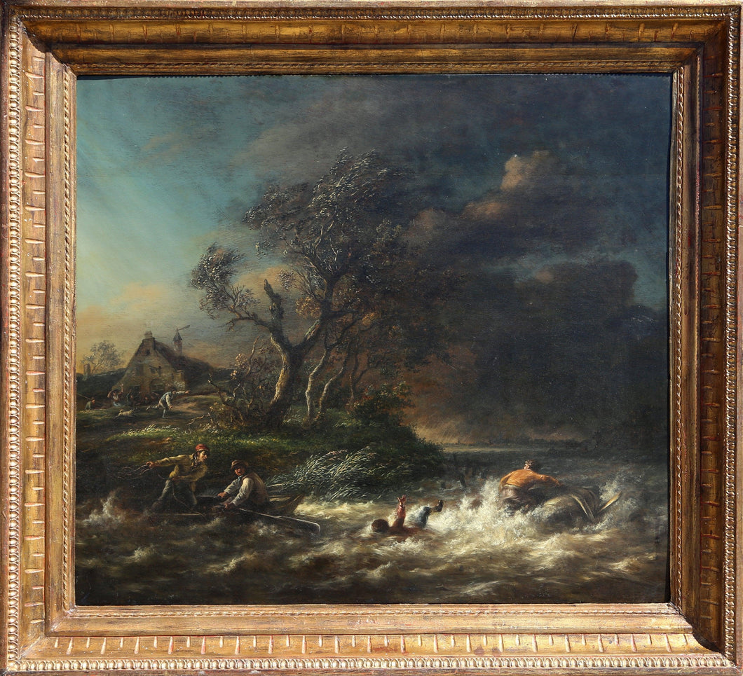 Capsized Boat in a Raging River Oil | Unknown Artist,{{product.type}}