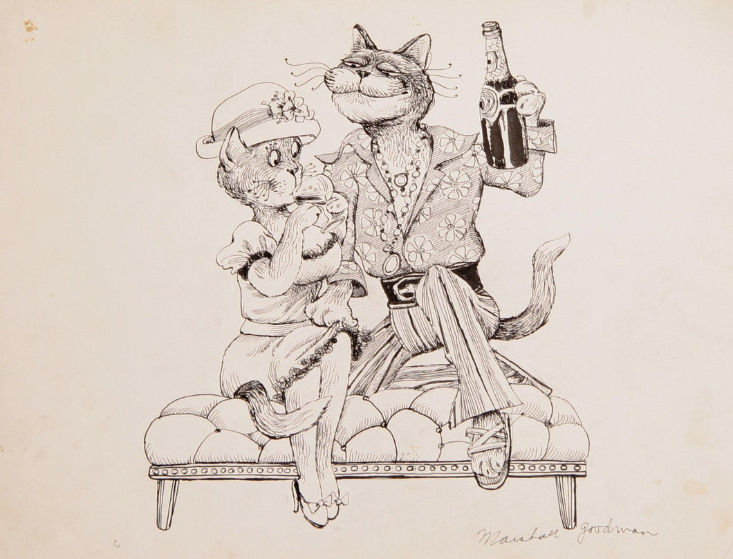 Cat Couple with Champagne Ink | Marshall Goodman,{{product.type}}