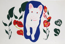 Cat in Garden Screenprint | Andrew Hirsch,{{product.type}}